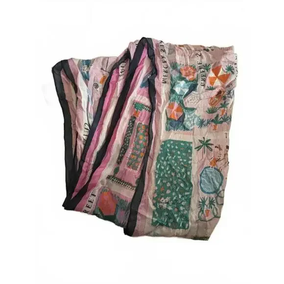 FALL CLEARANCE! NWT Kate Spade Rooftop Scene Oblong Scarf - Bright Peony - Picture 2 of 6